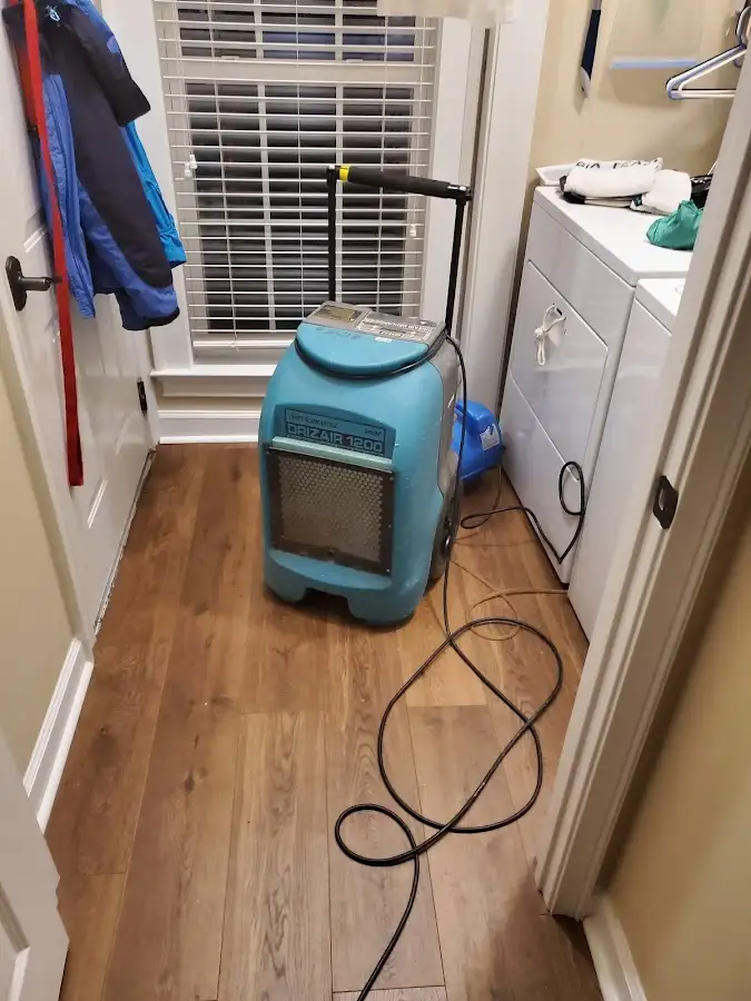 Commercial dehumidifier deployed for Flood Damage Cleanup in Stow